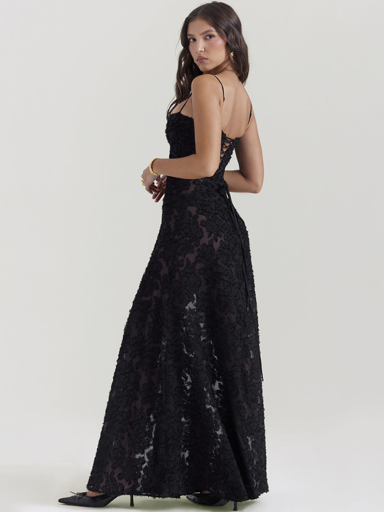 Longue robe noire dentelle