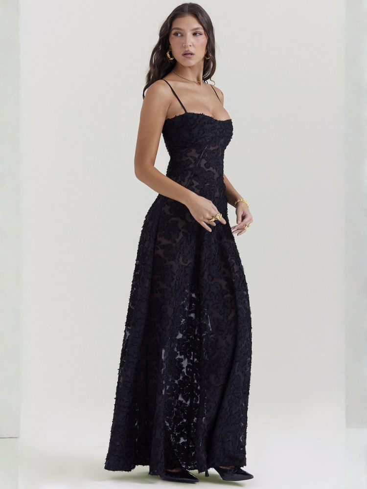 Longue robe noire dentelle