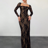 Longue robe noire manche longue Noir / S