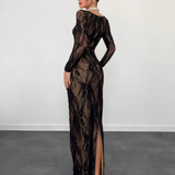 Longue robe noire manche longue