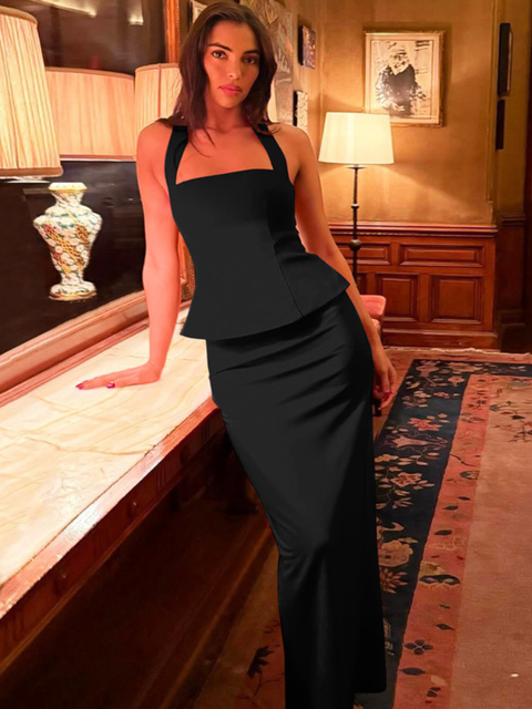 Robe bustier longue noire