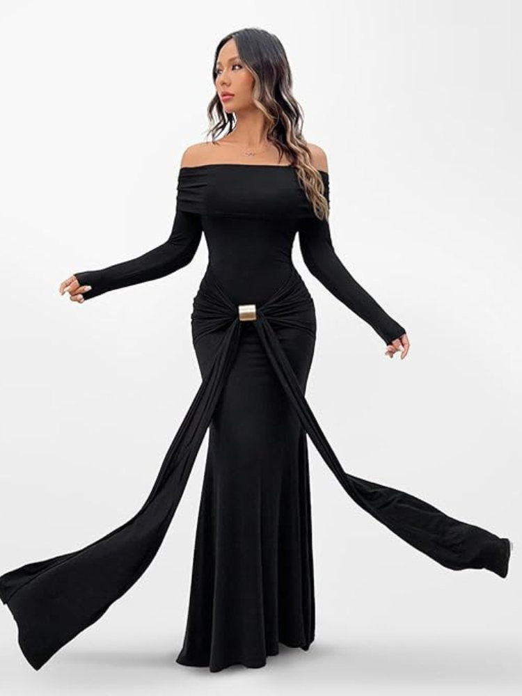 Robe drapée noire
