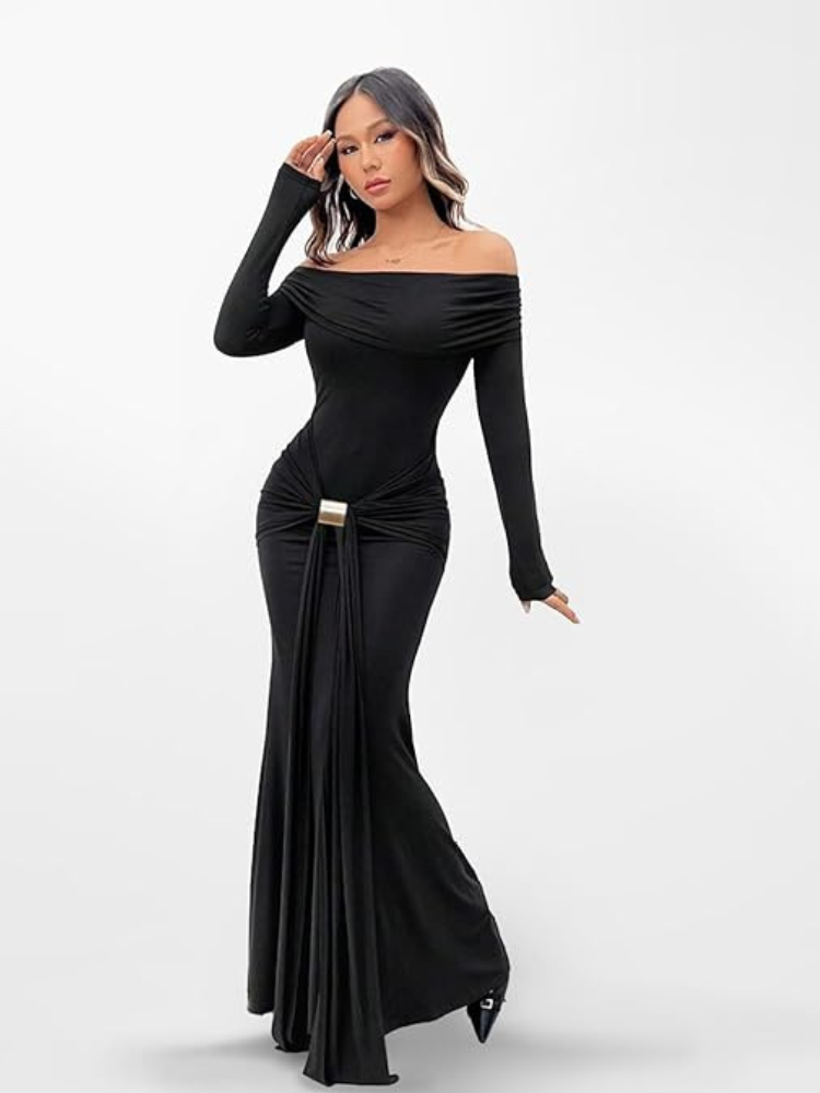 Robe drapée noire
