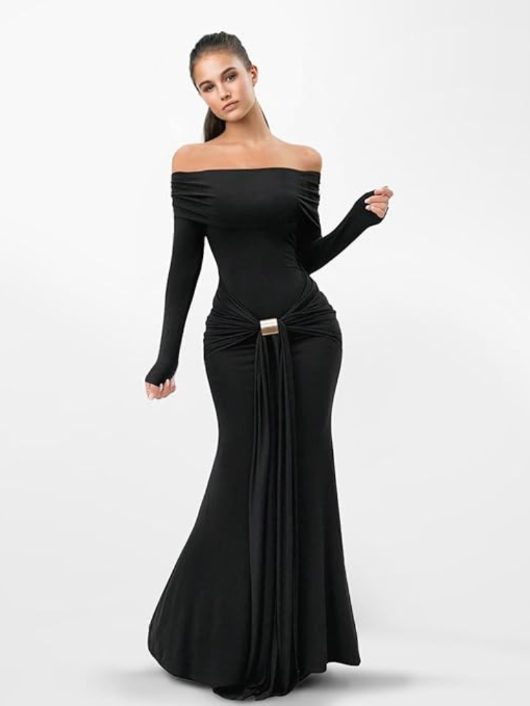 Robe drapée noire