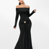 Robe drapée noire