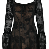 Robe en dentelle noire courte