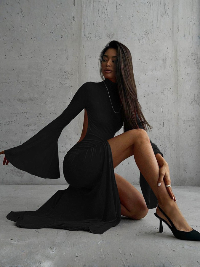 Robe noir longue moulante