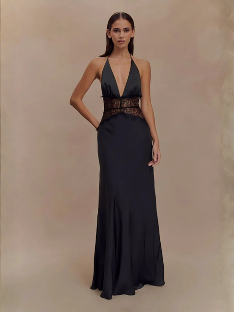 Robe noire dos nu Noir / S